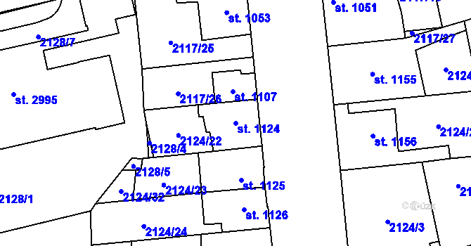 Parcela st. 1124 v KÚ Choceň, Katastrální mapa
