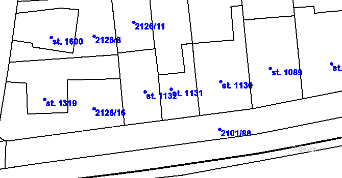 Parcela st. 1131 v KÚ Choceň, Katastrální mapa
