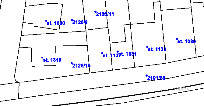 Parcela st. 1132 v KÚ Choceň, Katastrální mapa
