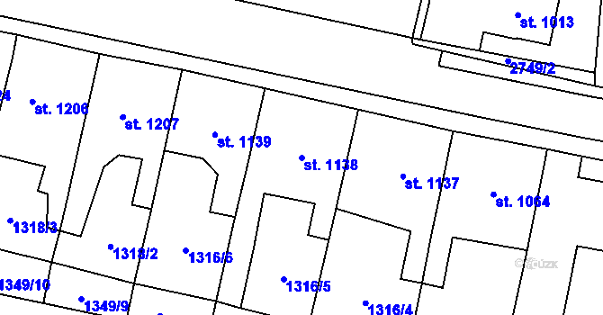Parcela st. 1138 v KÚ Choceň, Katastrální mapa