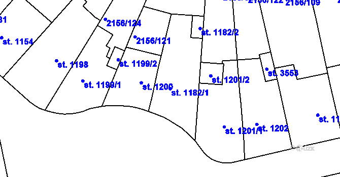 Parcela st. 1182/1 v KÚ Choceň, Katastrální mapa