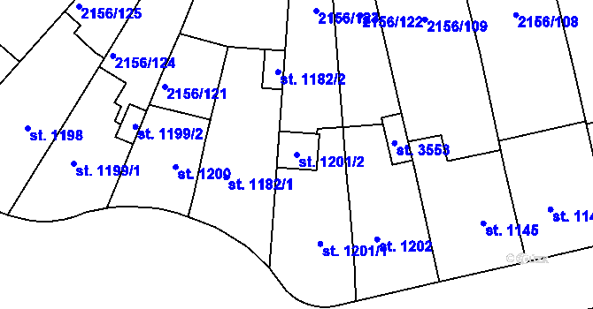 Parcela st. 1201/2 v KÚ Choceň, Katastrální mapa