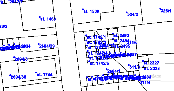 Parcela st. 1742/3 v KÚ Choceň, Katastrální mapa