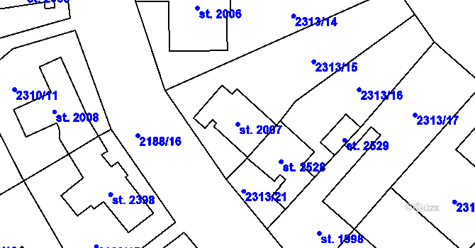 Parcela st. 2007 v KÚ Choceň, Katastrální mapa