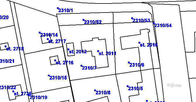 Parcela st. 2011 v KÚ Choceň, Katastrální mapa