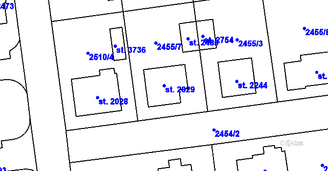 Parcela st. 2029 v KÚ Choceň, Katastrální mapa
