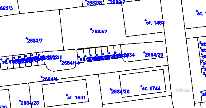 Parcela st. 2036 v KÚ Choceň, Katastrální mapa