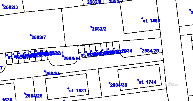 Parcela st. 2037 v KÚ Choceň, Katastrální mapa