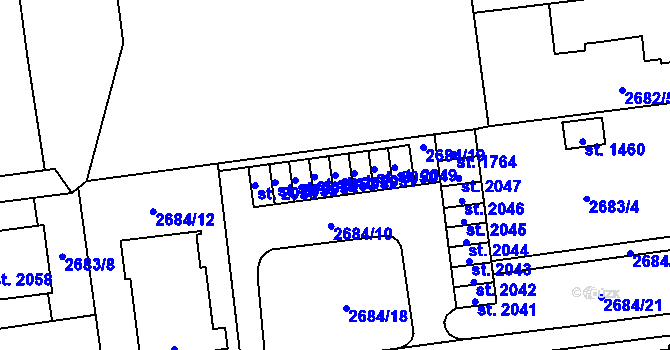 Parcela st. 2052 v KÚ Choceň, Katastrální mapa