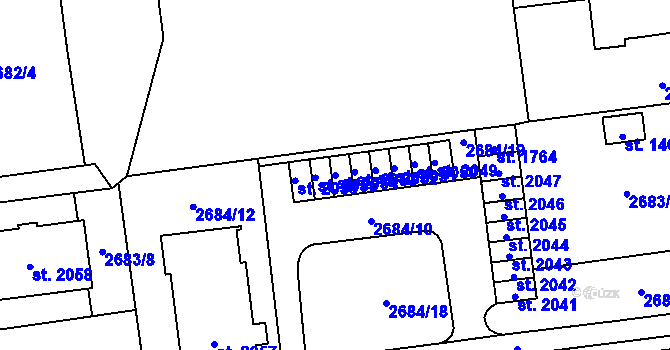 Parcela st. 2054 v KÚ Choceň, Katastrální mapa