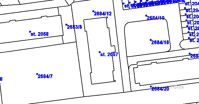 Parcela st. 2057 v KÚ Choceň, Katastrální mapa