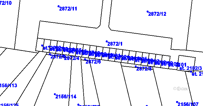 Parcela st. 2091 v KÚ Choceň, Katastrální mapa