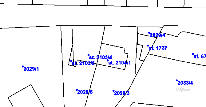 Parcela st. 2104/2 v KÚ Choceň, Katastrální mapa