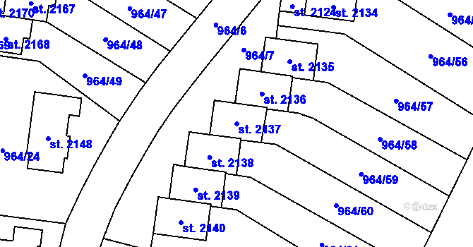 Parcela st. 2137 v KÚ Choceň, Katastrální mapa