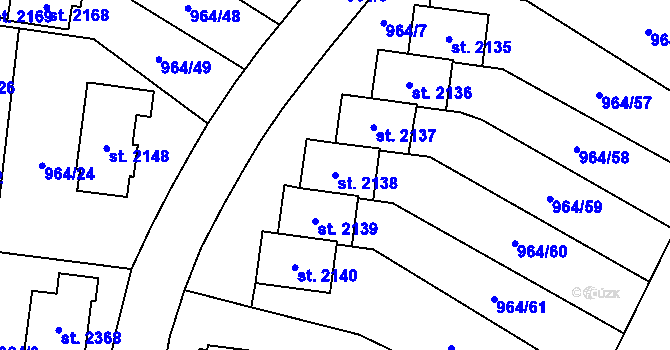 Parcela st. 2138 v KÚ Choceň, Katastrální mapa