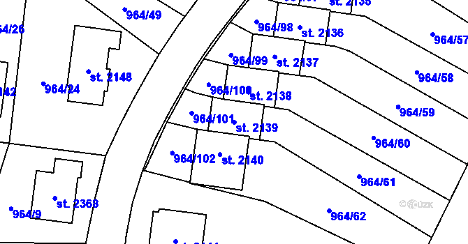 Parcela st. 2139 v KÚ Choceň, Katastrální mapa