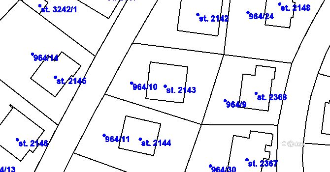 Parcela st. 2143 v KÚ Choceň, Katastrální mapa