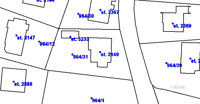 Parcela st. 2149 v KÚ Choceň, Katastrální mapa