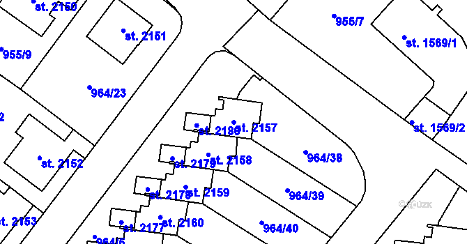 Parcela st. 2157 v KÚ Choceň, Katastrální mapa