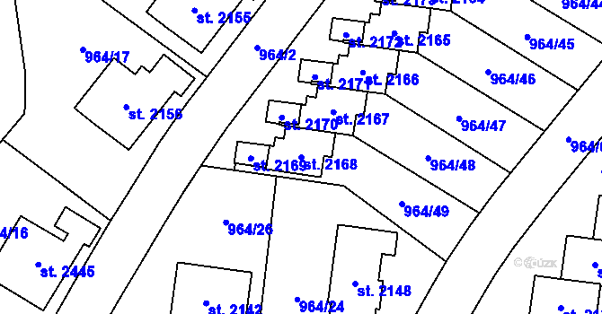 Parcela st. 2168 v KÚ Choceň, Katastrální mapa