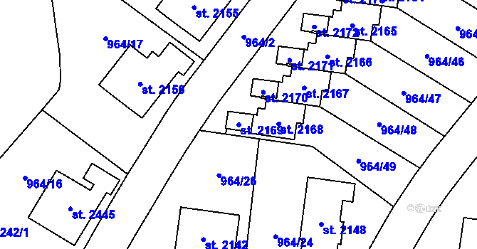 Parcela st. 2169 v KÚ Choceň, Katastrální mapa