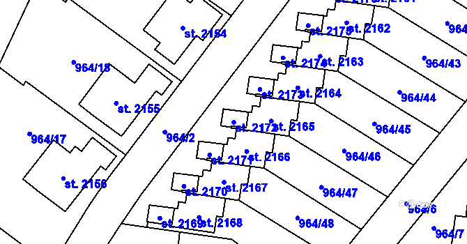 Parcela st. 2172 v KÚ Choceň, Katastrální mapa