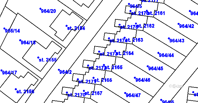Parcela st. 2173 v KÚ Choceň, Katastrální mapa