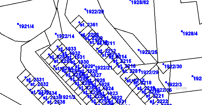 Parcela st. 2213 v KÚ Choceň, Katastrální mapa