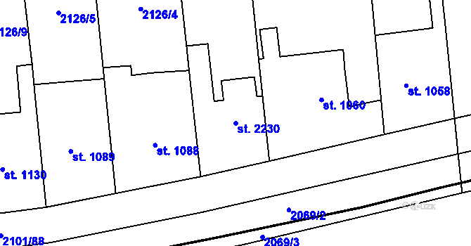 Parcela st. 2230 v KÚ Choceň, Katastrální mapa