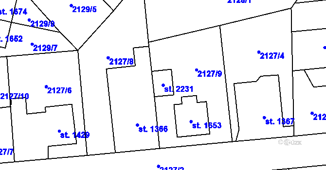Parcela st. 2231 v KÚ Choceň, Katastrální mapa