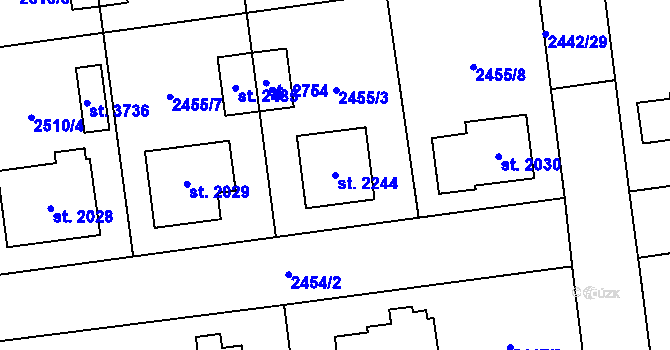 Parcela st. 2244 v KÚ Choceň, Katastrální mapa