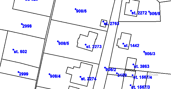 Parcela st. 2273 v KÚ Choceň, Katastrální mapa