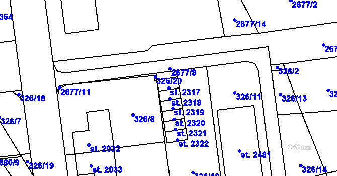 Parcela st. 2317 v KÚ Choceň, Katastrální mapa