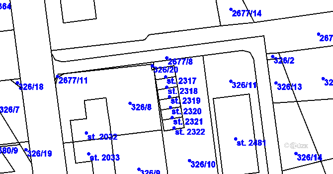 Parcela st. 2318 v KÚ Choceň, Katastrální mapa