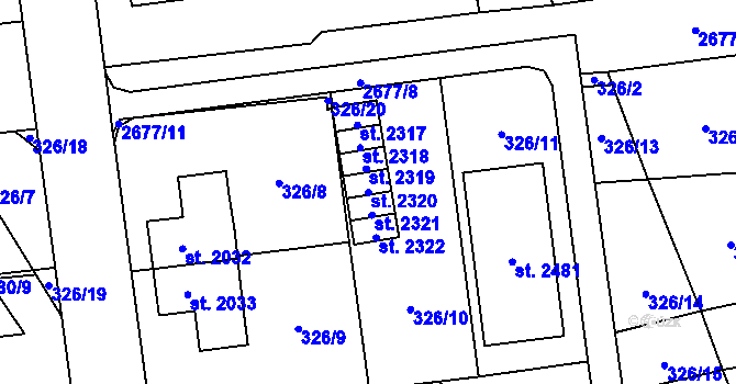 Parcela st. 2320 v KÚ Choceň, Katastrální mapa