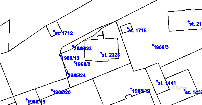 Parcela st. 2323 v KÚ Choceň, Katastrální mapa