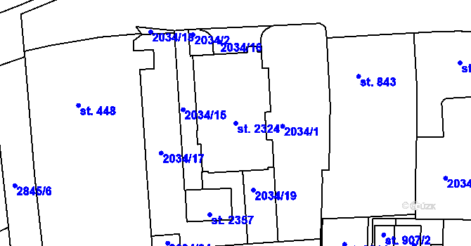 Parcela st. 2324 v KÚ Choceň, Katastrální mapa