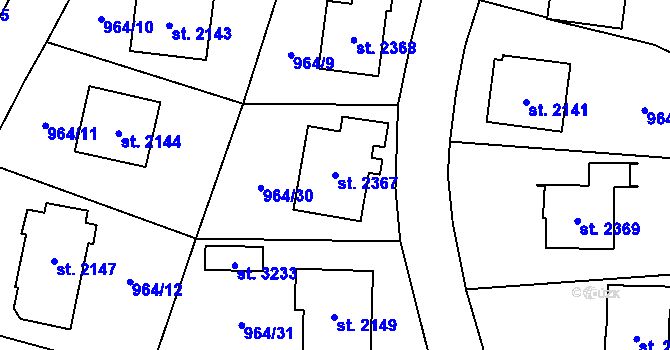 Parcela st. 2367 v KÚ Choceň, Katastrální mapa