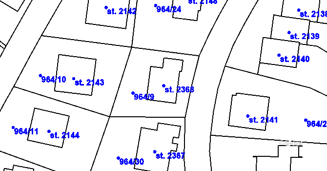 Parcela st. 2368 v KÚ Choceň, Katastrální mapa