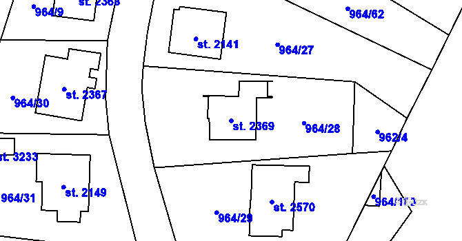 Parcela st. 2369 v KÚ Choceň, Katastrální mapa