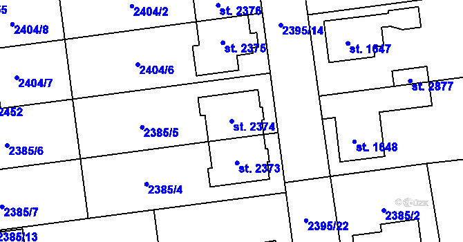 Parcela st. 2374 v KÚ Choceň, Katastrální mapa
