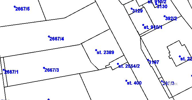 Parcela st. 2389 v KÚ Choceň, Katastrální mapa