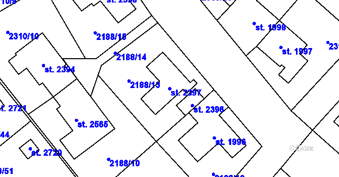 Parcela st. 2397 v KÚ Choceň, Katastrální mapa