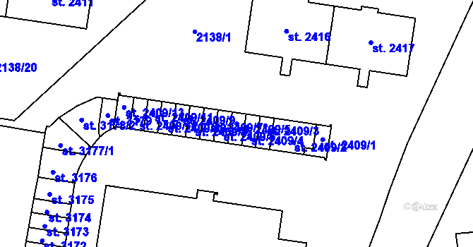 Parcela st. 2409/5 v KÚ Choceň, Katastrální mapa