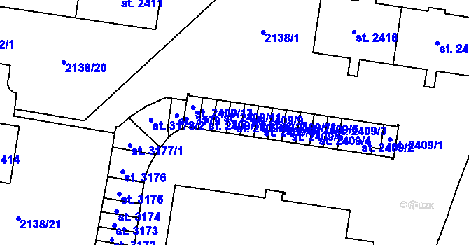 Parcela st. 2409/10 v KÚ Choceň, Katastrální mapa