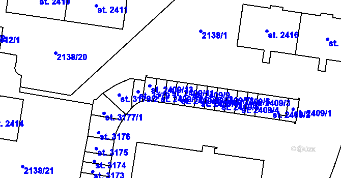 Parcela st. 2409/11 v KÚ Choceň, Katastrální mapa