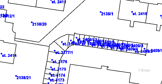 Parcela st. 2409/12 v KÚ Choceň, Katastrální mapa