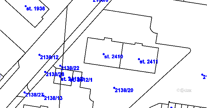 Parcela st. 2410 v KÚ Choceň, Katastrální mapa