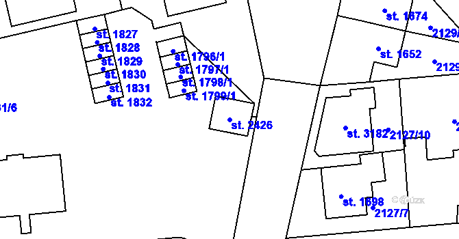 Parcela st. 2426 v KÚ Choceň, Katastrální mapa
