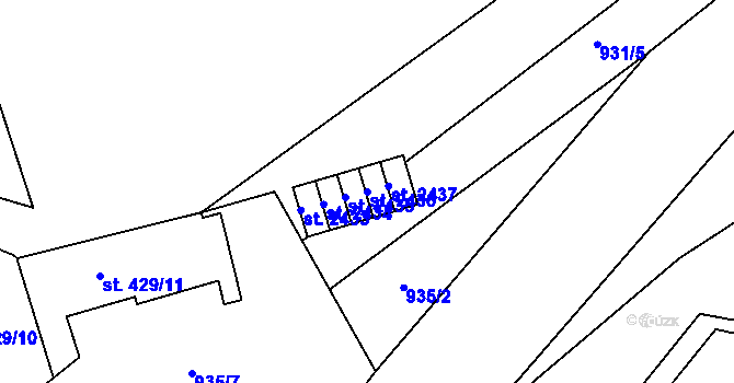 Parcela st. 2436 v KÚ Choceň, Katastrální mapa